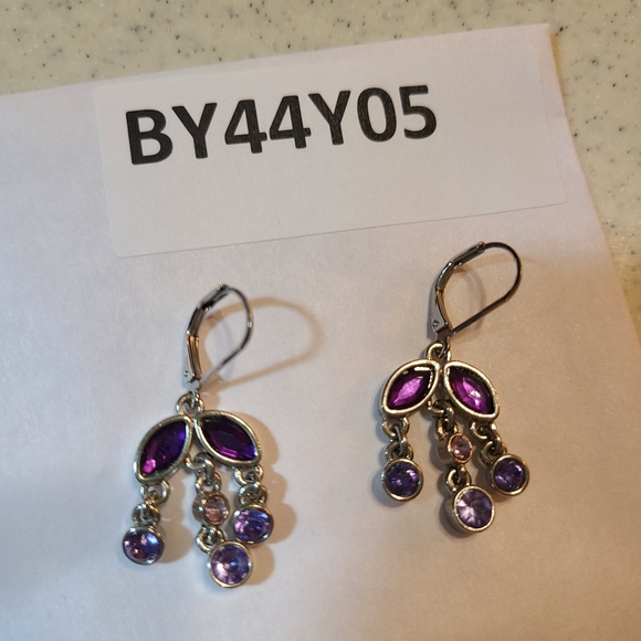 Ladies Earrings purple silver - Picture 10 of 13
